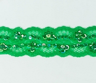 1.5" Stretch Lace 10 Mtrs Green - Click Image to Close